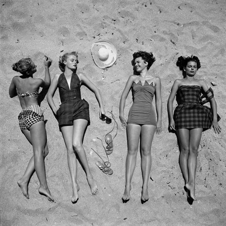 sunbathing retro vintage 1950s black and white